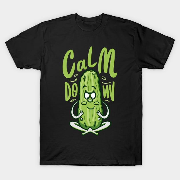 Funny Yoga Cucumber Pickle: Keep Calm and Veg On T-Shirt by ArtMichalS